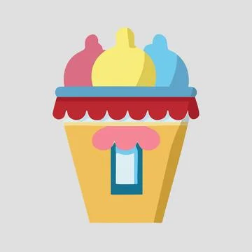 Ice cream in a cup icon. Vector illustration in flat style. Stock Illustration