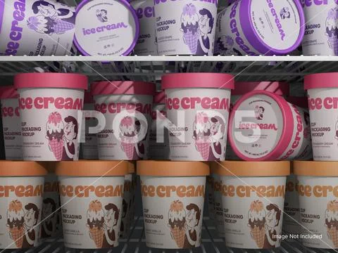 Ice Cream Cup Packaging Mockup PSD Template