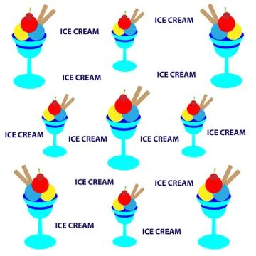 Ice cream cup with text isolated on white background Stock Illustration