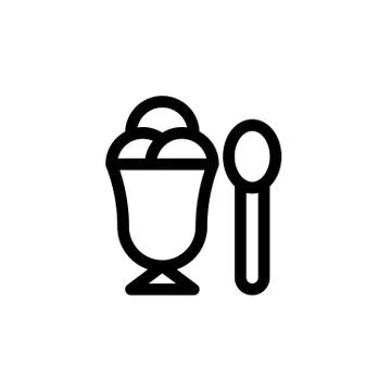 Ice cream cup vector illustration, Sweets line style icon Stock Illustration
