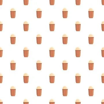 Ice cream cups seamless pattern on white background Stock Illustration