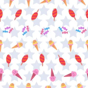 Ice cream design seamless pattern background Stock Illustration