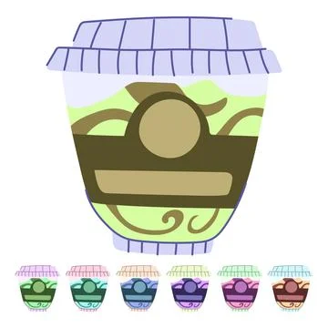 Ice cream dessert cup packaging with blank label graphic Stock Illustration
