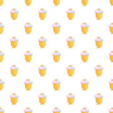 Ice cream dessert cup repeating pattern cartoon style Stock Illustration