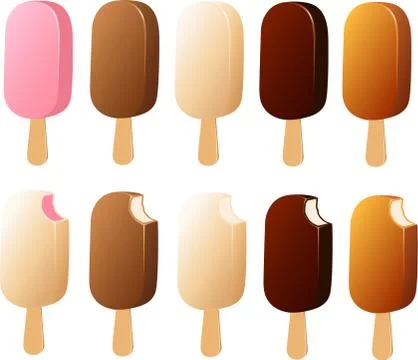 Ice cream with different coatings Stock Illustration