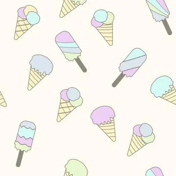 Ice cream of different types  pattern Stock Illustration