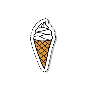 Ice cream doodle icon, vector sticker illustration Stock Illustration