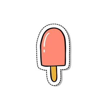 Ice cream doodle icon, vector sticker illustration Stock Illustration