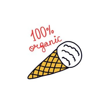 Ice cream doodle icon, vector color illustration Stock Illustration