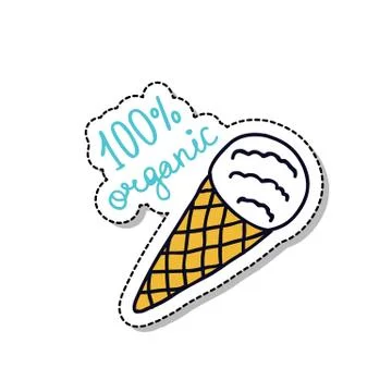 Ice cream doodle icon, vector sticker illustration Stock Illustration