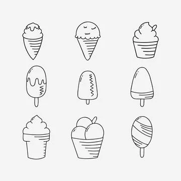 Ice cream doodle line vector illustration Stock Illustration