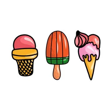 Ice cream doodle Set Stock Illustration