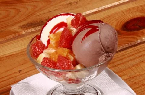 Ice cream with dressing close up shoot Stock Photos