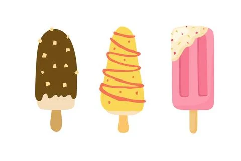 Ice-cream elements. Vector cartoon illustrations. Stock Illustration