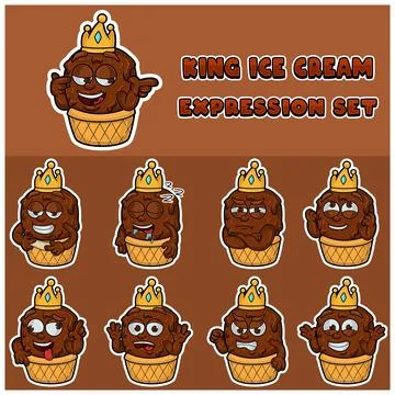 Ice Cream Expression set. Mascot cartoon character for flavor, strain, labe.. Stock Illustration