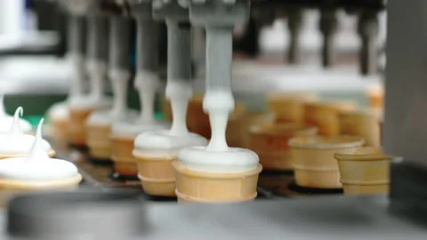Ice cream factory process making conveyor modern Stock Footage 135527758