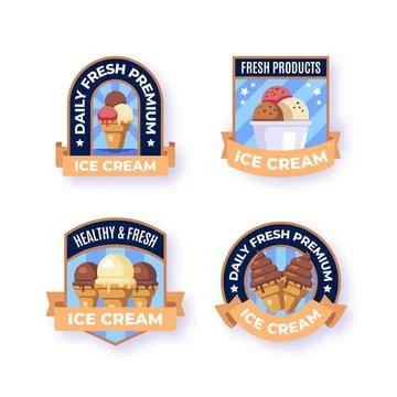 Ice cream flat design label set Stock Illustration