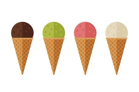 Ice cream flat icons Stock Illustration