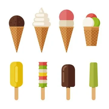 Ice cream flat icons set Illustrazione stock