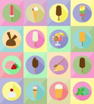 Ice cream flat icons vector illustration Stock Illustration