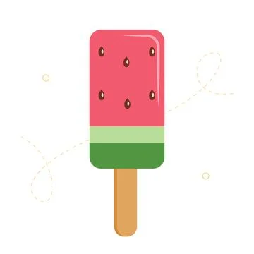 Ice cream. Flat vector illustration of a refreshing watermelon popsicle Stock Illustration
