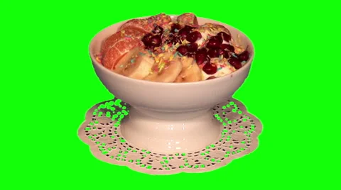 Ice cream with fruit and colored coconut shaving 02 Stock Footage 48611392