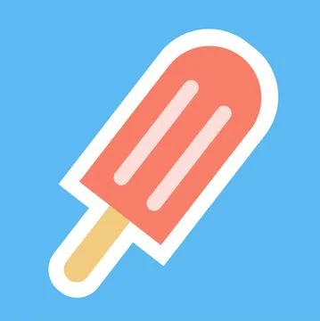 Ice cream fruit ice on a stick icon summer symbol, flat design Stock Illustration