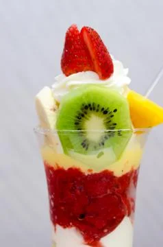 Ice cream with fruit Stock Photos