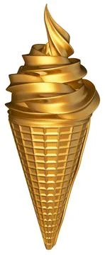 Ice Cream Gold 3D Render Stock Illustration