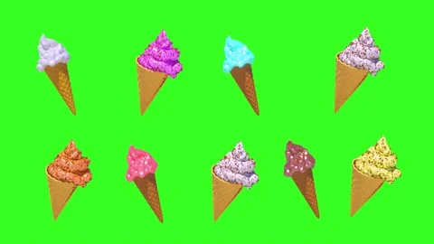 Ice cream on a green background loop seamless 3d render Stock Footage 279004477
