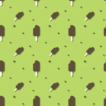 Ice Cream Green Seamless Pattern Stock Illustration