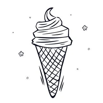 Ice cream. Hand drawn doodle of a soft serve ice cream in a waffle cone Stock Illustration