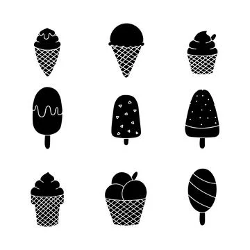 Ice cream hand drawn solid icon vector illustration Stock Illustration