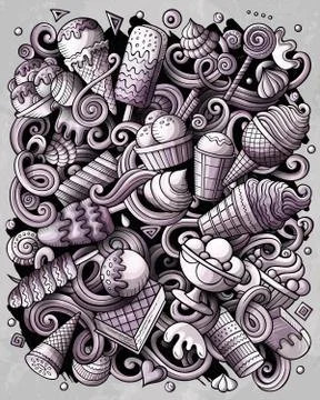 Ice Cream hand drawn vector doodles illustration. Stockillustratie