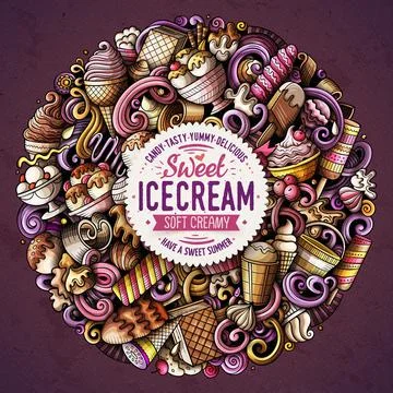 Ice Cream hand drawn vector doodles illustration. Stockillustratie