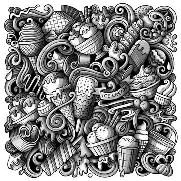 Ice Cream hand drawn vector doodles illustration. Stockillustratie