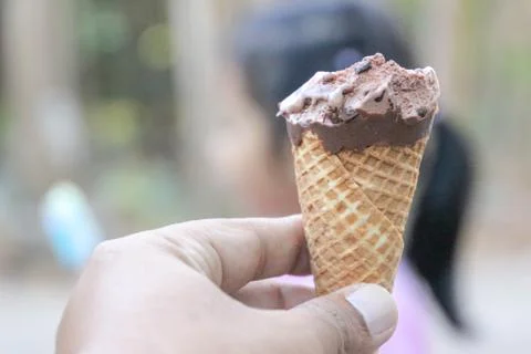 Ice cream on hand. Foto stock