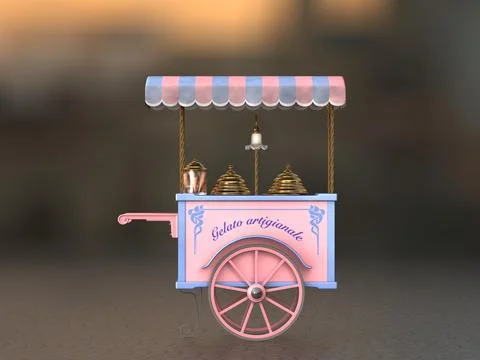 Ice Cream HandCart [Italy] 3D Model