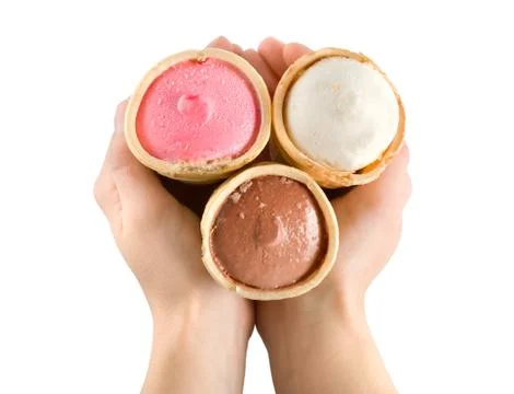 Ice cream in hands Stock Photos