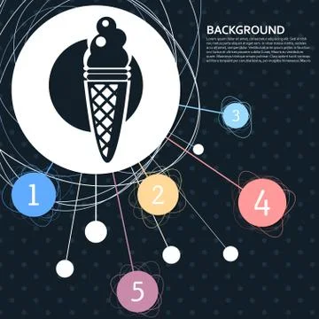 Ice Cream icon with the background to the point and  infographic style. Vecto Stock Illustration
