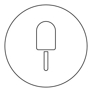 Ice-cream icon in circle round black color vector illustration image outline  스톡 일러스트
