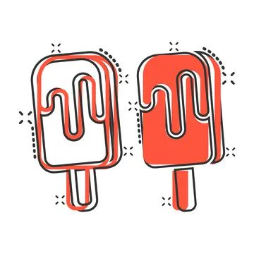 Ice cream icon in comic style. Sundae cartoon vector illustration on white is Stock Illustration