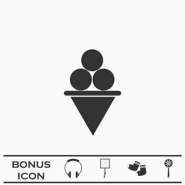 Ice Cream icon flat. Stock Illustration