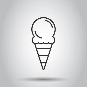 Ice cream icon in flat style. Sundae vector illustration on white isolated ba Stock Illustration