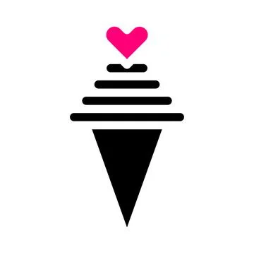 Ice cream icon solid black pink style valentine illustration vector element.. Stock Illustration