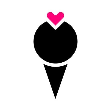 Ice cream icon solid black pink style valentine illustration vector element.. Stock Illustration
