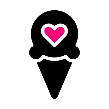 Ice cream icon solid black pink style valentine illustration vector element.. Stock Illustration