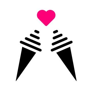 Ice cream icon solid black pink style valentine illustration vector element.. Stockillustratie