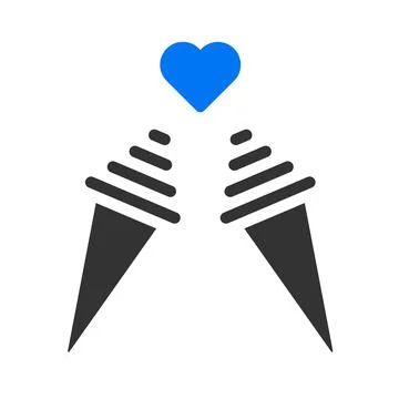 Ice cream icon solid blue grey style valentine illustration vector element .. Stockillustratie