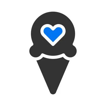Ice cream icon solid blue grey style valentine illustration vector element .. Stock Illustration